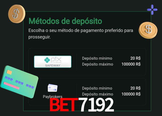 O cassino bet7192 oferece uma grande variedade de métodos de pagamento
